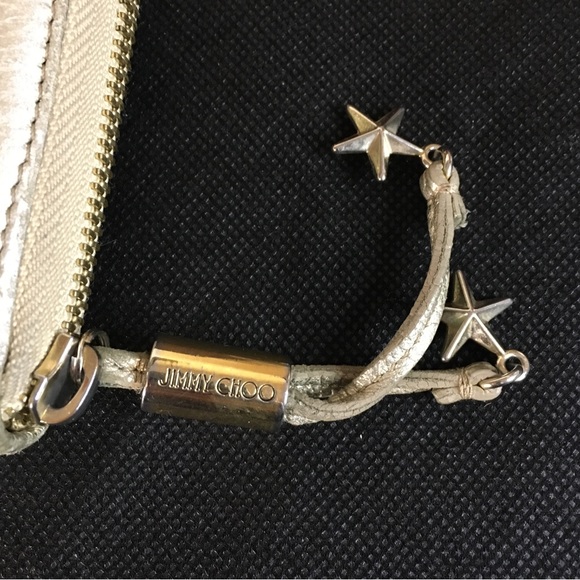 JIMMY CHOO Metallic Gold Lambskin & Silver and Gold Stars Continental Zip Wallet - Picture 15 of 17